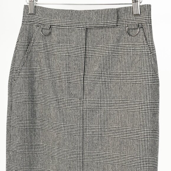 Max Mara Sfilata Pamir "Black" Glen-Plaid Wool Midi Pencil Skirt - Picture 3 of 12